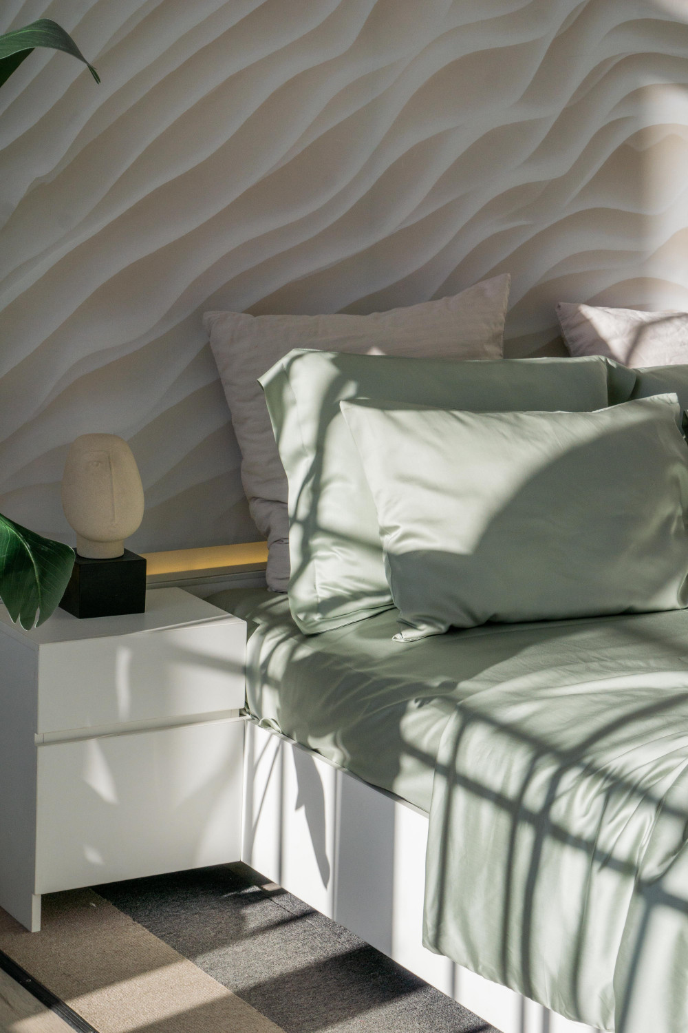 Евро комплект постельного белья из тенселя, оттенок шалфей