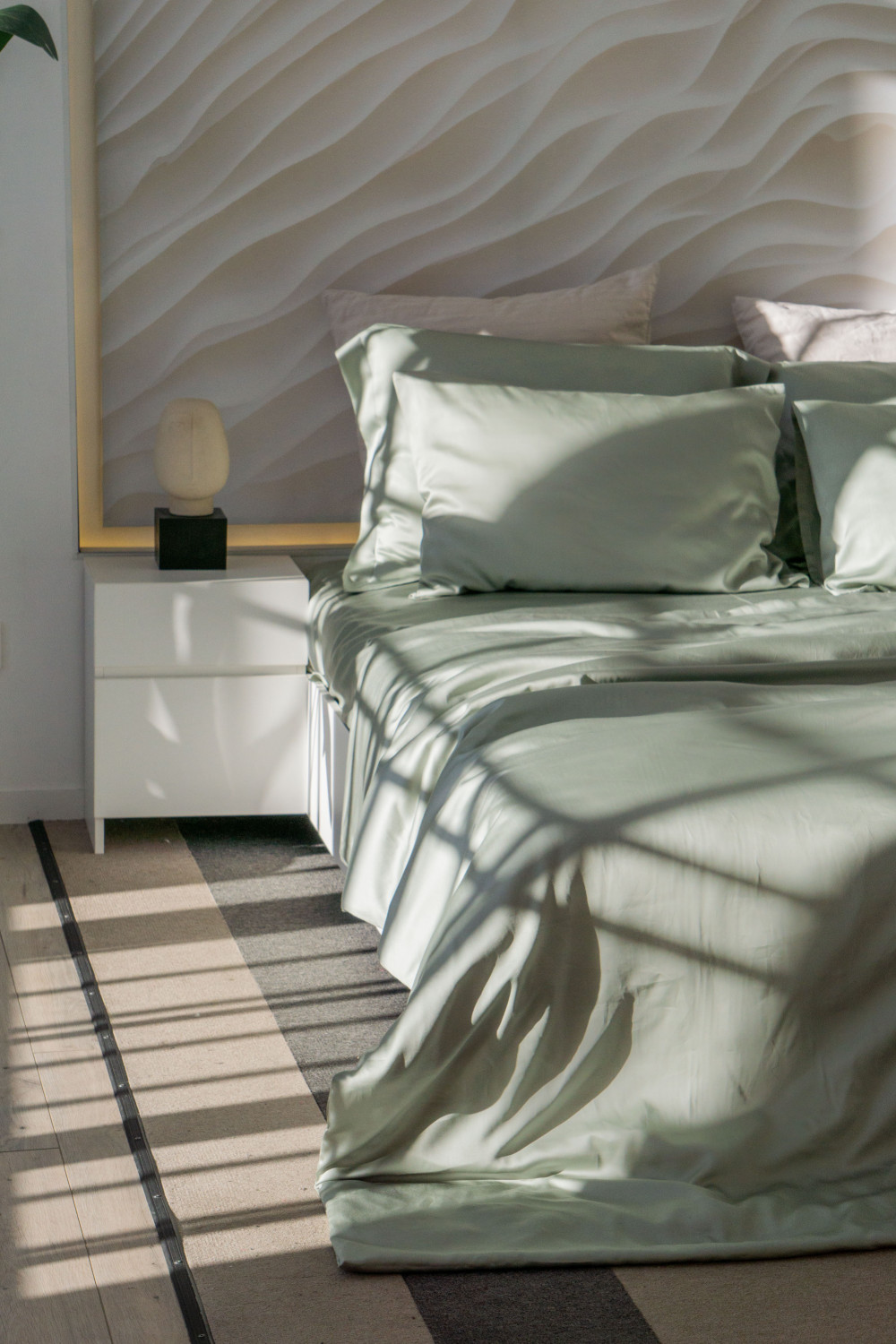 Евро комплект постельного белья из тенселя, оттенок шалфей