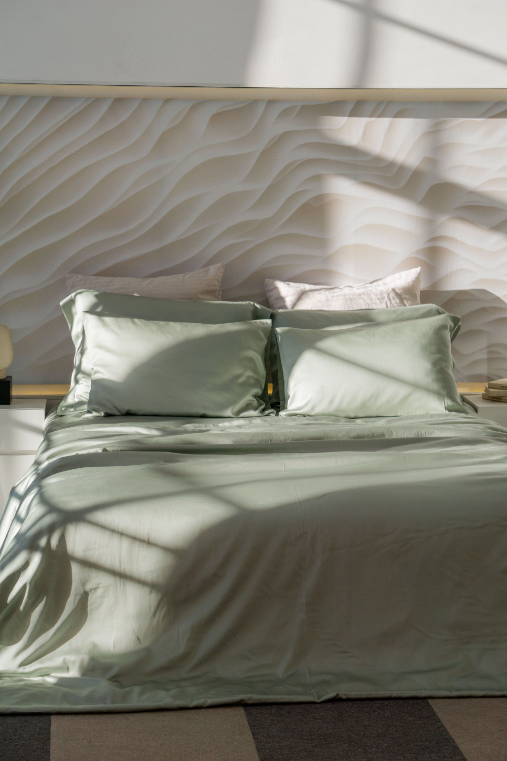 Евро комплект постельного белья из тенселя, оттенок шалфей