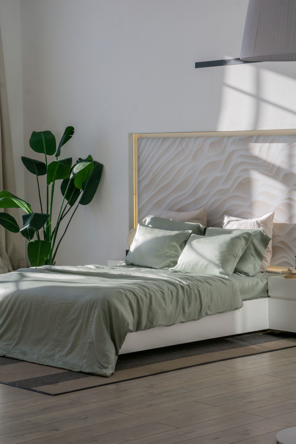 Евро комплект постельного белья из тенселя, оттенок шалфей