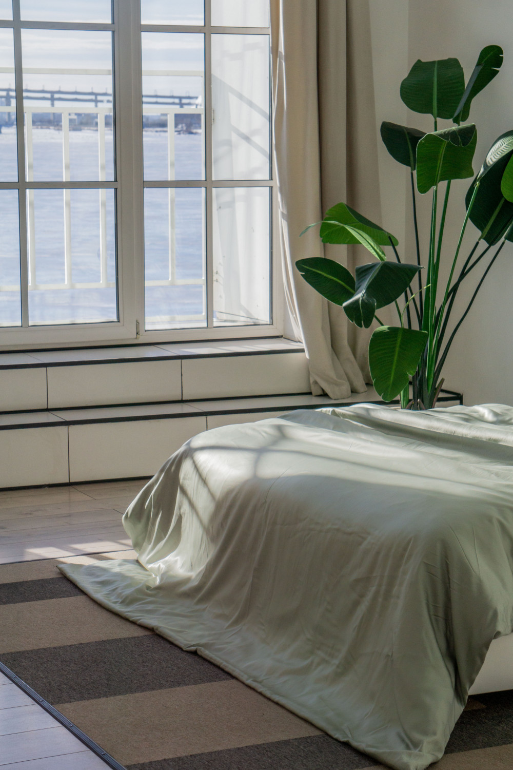 Евро комплект постельного белья из тенселя, оттенок шалфей