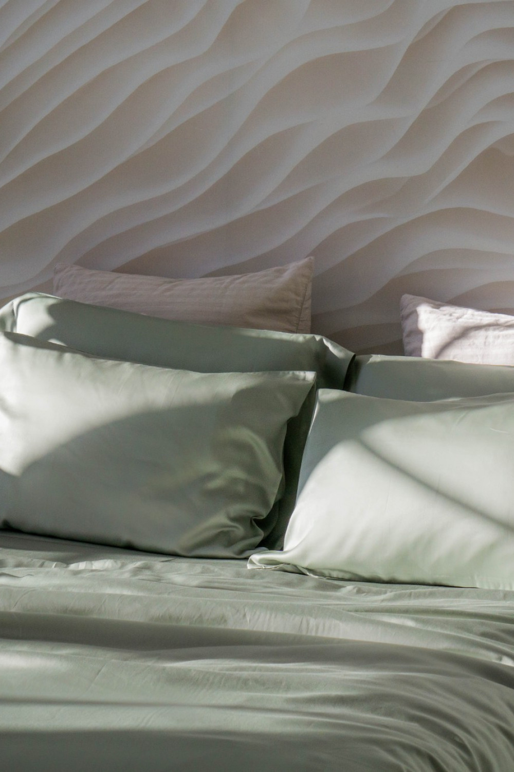 Евро комплект постельного белья из тенселя, оттенок шалфей