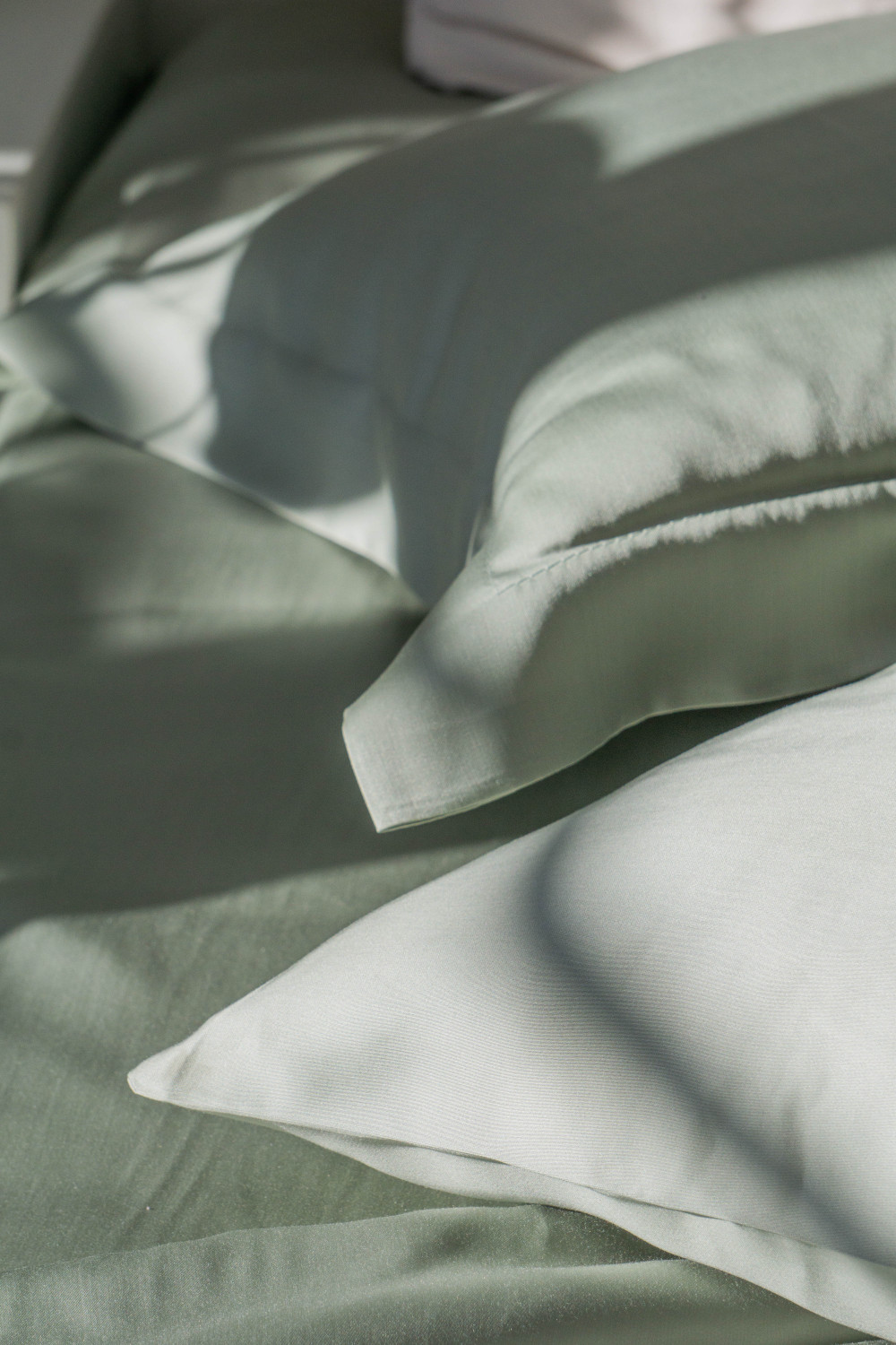 Евро комплект постельного белья из тенселя, оттенок шалфей