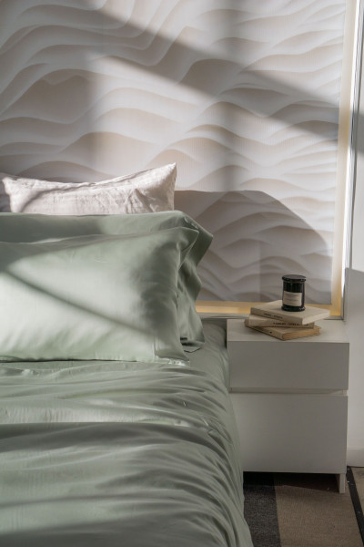 Евро комплект постельного белья из тенселя, оттенок шалфей