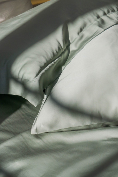 Евро комплект постельного белья из тенселя, оттенок шалфей