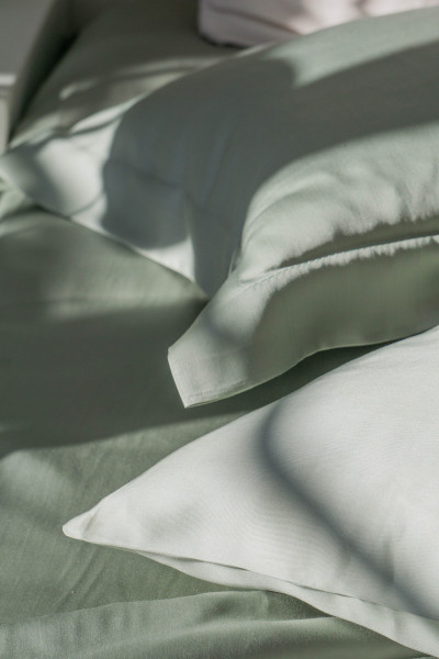 Евро комплект постельного белья из тенселя, оттенок шалфей