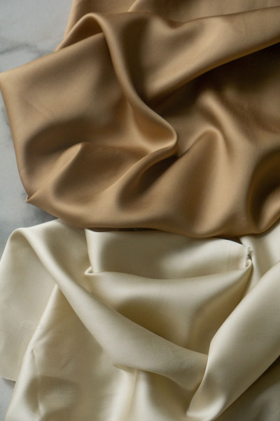 Евро комплект постельного белья из тенселя, оттенок охра