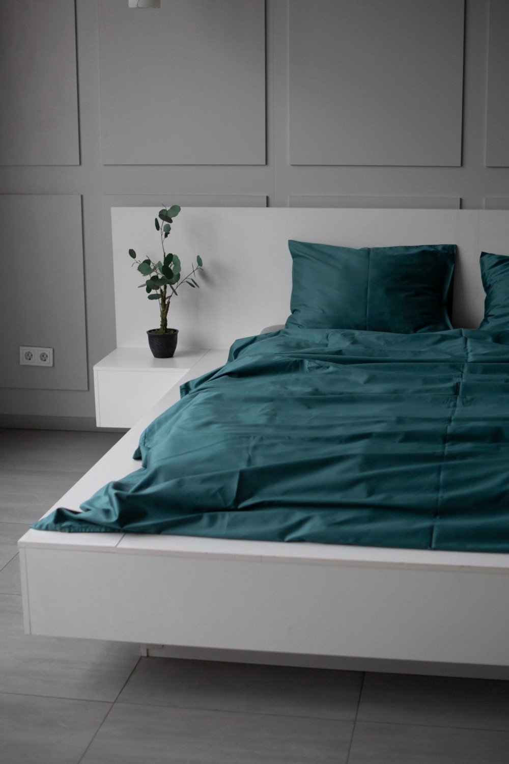 Евро комплект из сатина, оттенок изумруд