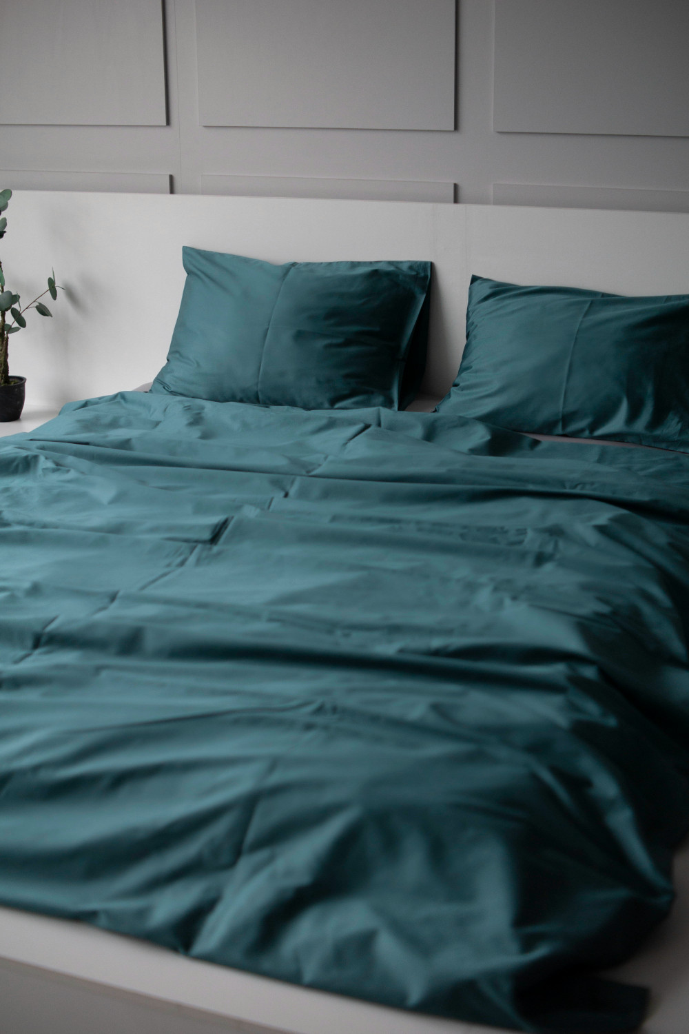 Евро комплект из сатина, оттенок изумруд