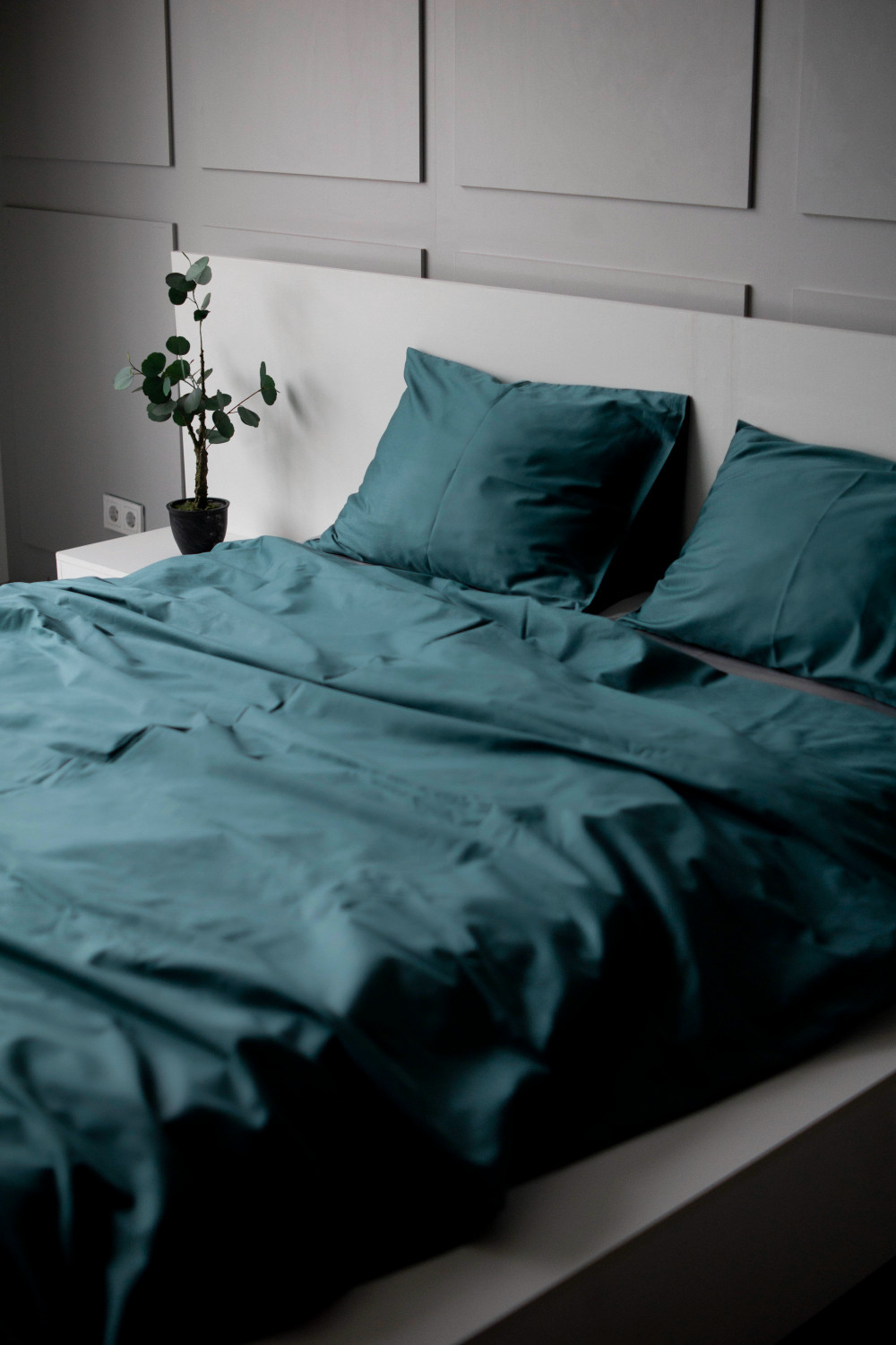 Евро комплект из сатина, оттенок изумруд