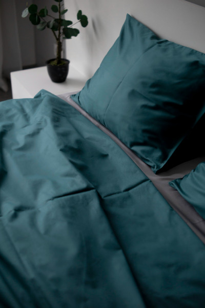 Евро комплект из сатина, оттенок изумруд