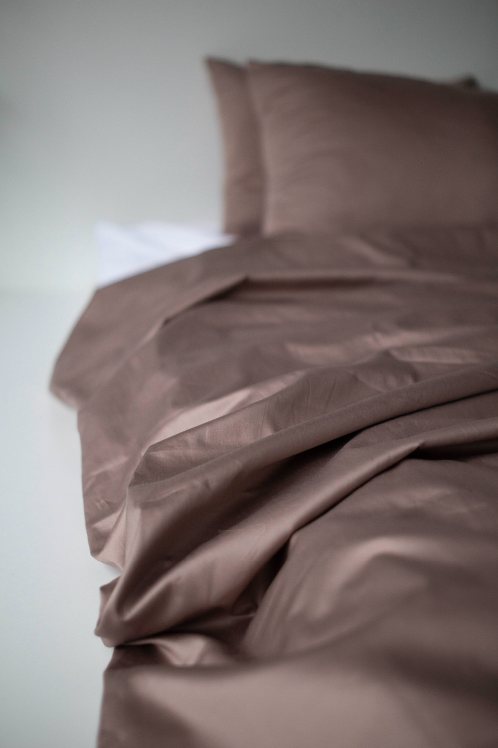 Евро комплект постельного белья из сатина, оттенок кофейный