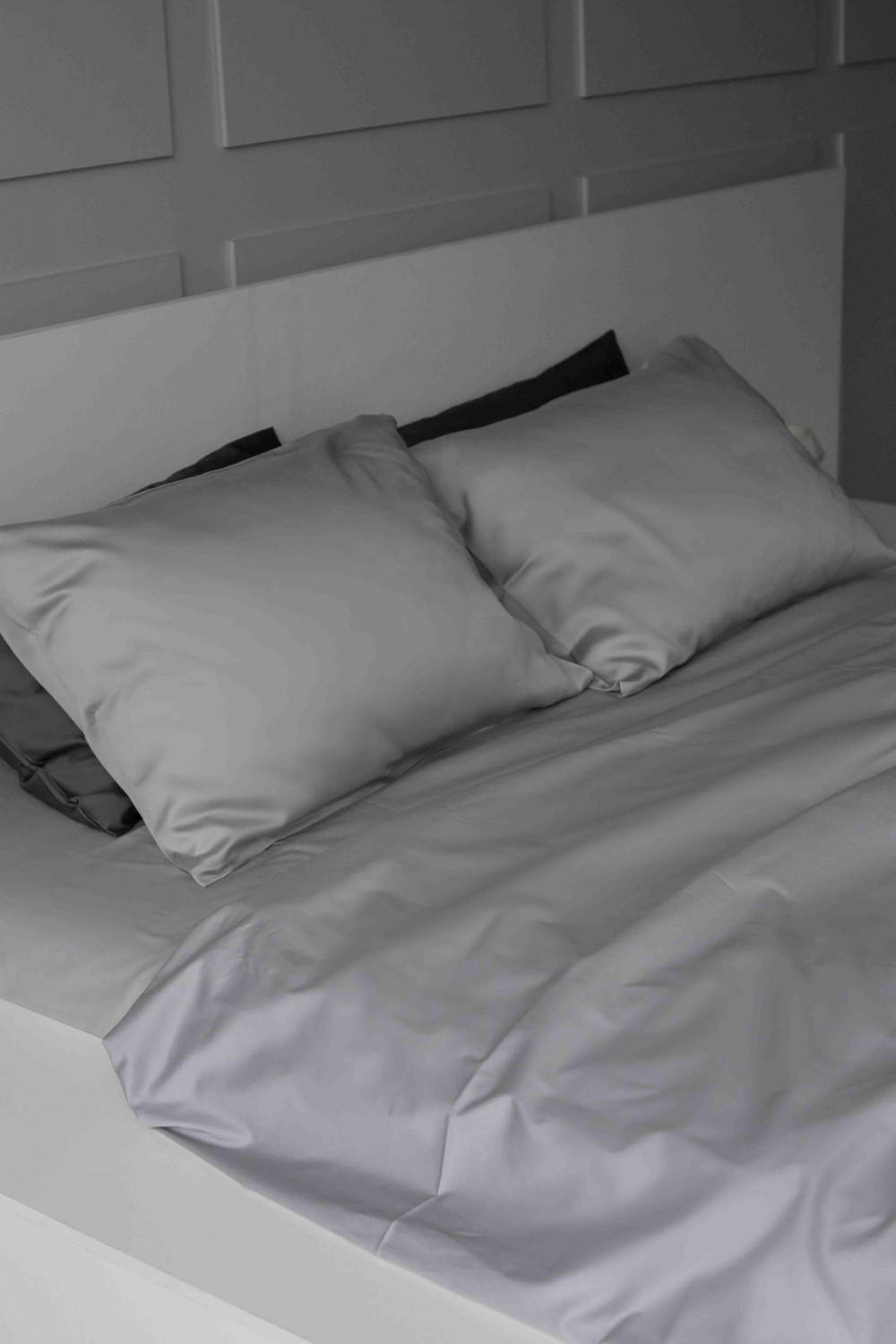 Евро комплект постельного белья из сатина, оттенок сталь