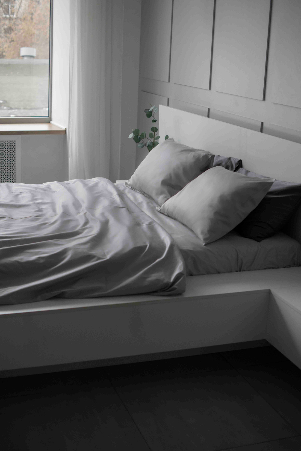 Евро комплект постельного белья из сатина, оттенок сталь