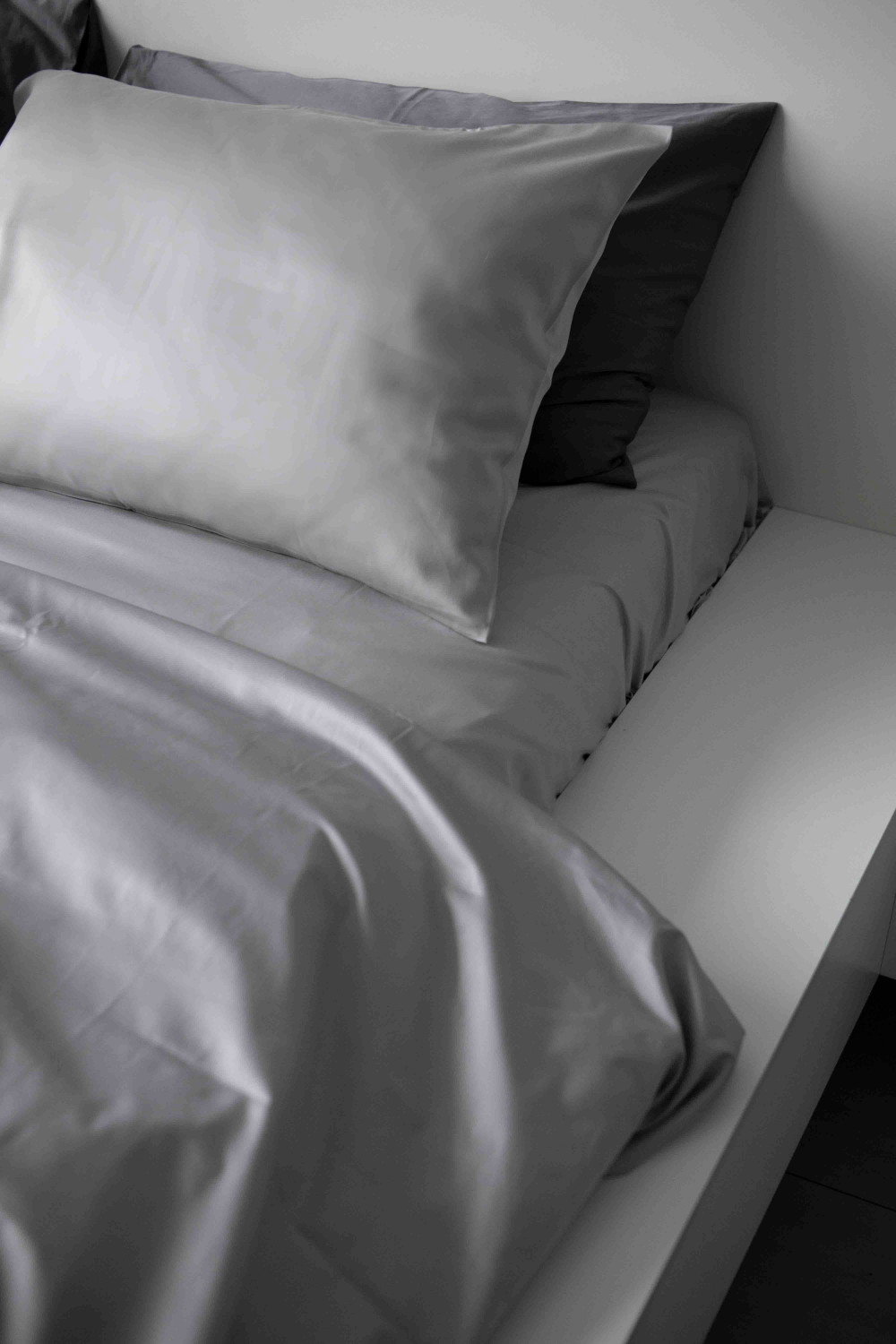 Евро комплект постельного белья из сатина, оттенок сталь