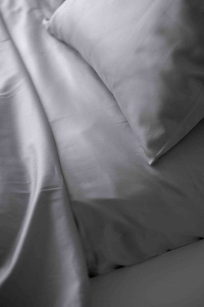 Евро комплект постельного белья из сатина, оттенок сталь