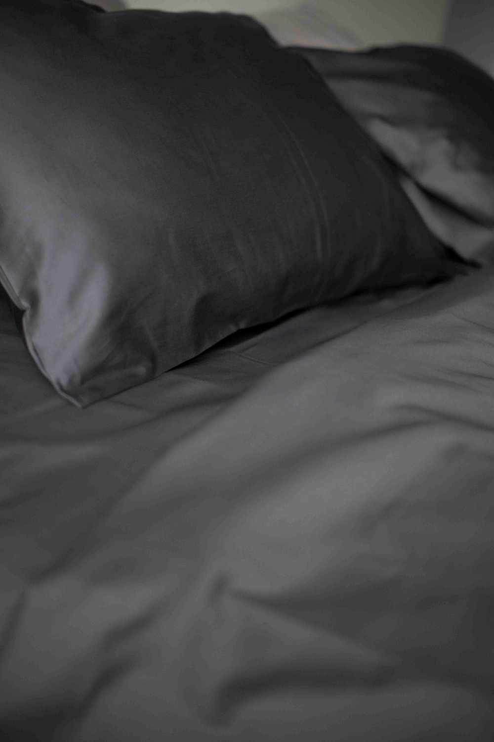 Евро комплект постельного белья из сатина, оттенок графит