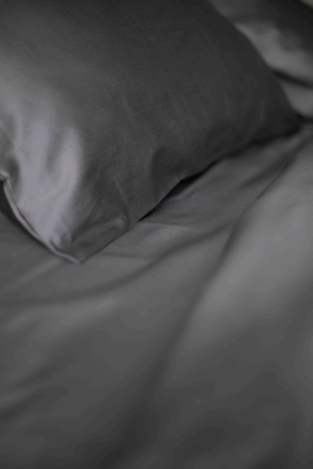 Евро комплект постельного белья из сатина, оттенок графит
