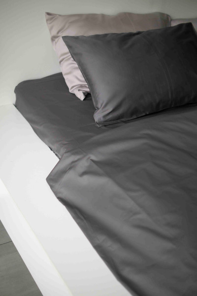 Евро комплект постельного белья из сатина, оттенок графит