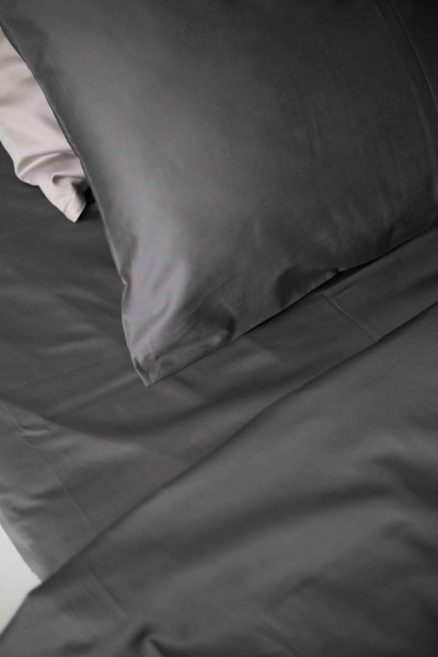 Евро комплект постельного белья из сатина, оттенок графит