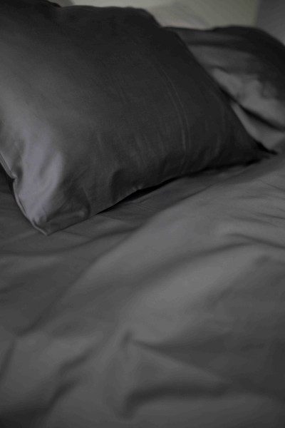 Евро комплект постельного белья из сатина, оттенок графит