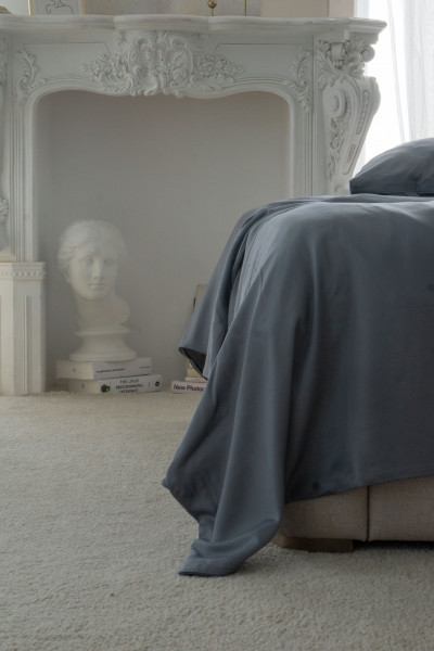 Евро комплект постельного белья из тенселя, оттенок туман